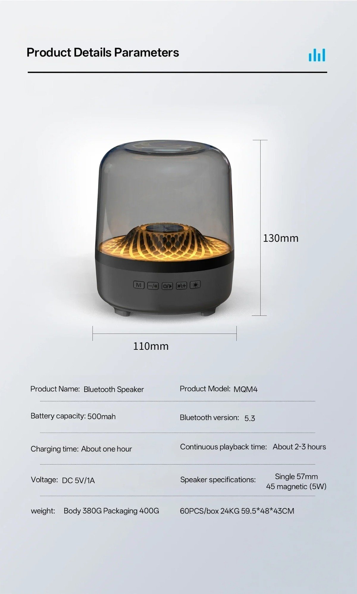 Futuristic Transparent Bluetooth Speaker with Panoramic Sound & RGB Lights - Image 19