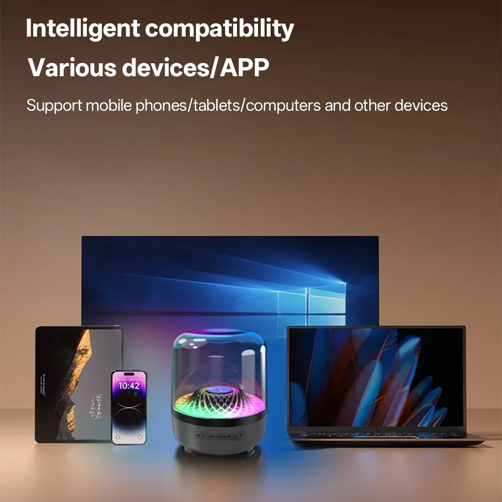 Futuristic Transparent Bluetooth Speaker with Panoramic Sound & RGB Lights - Image 2