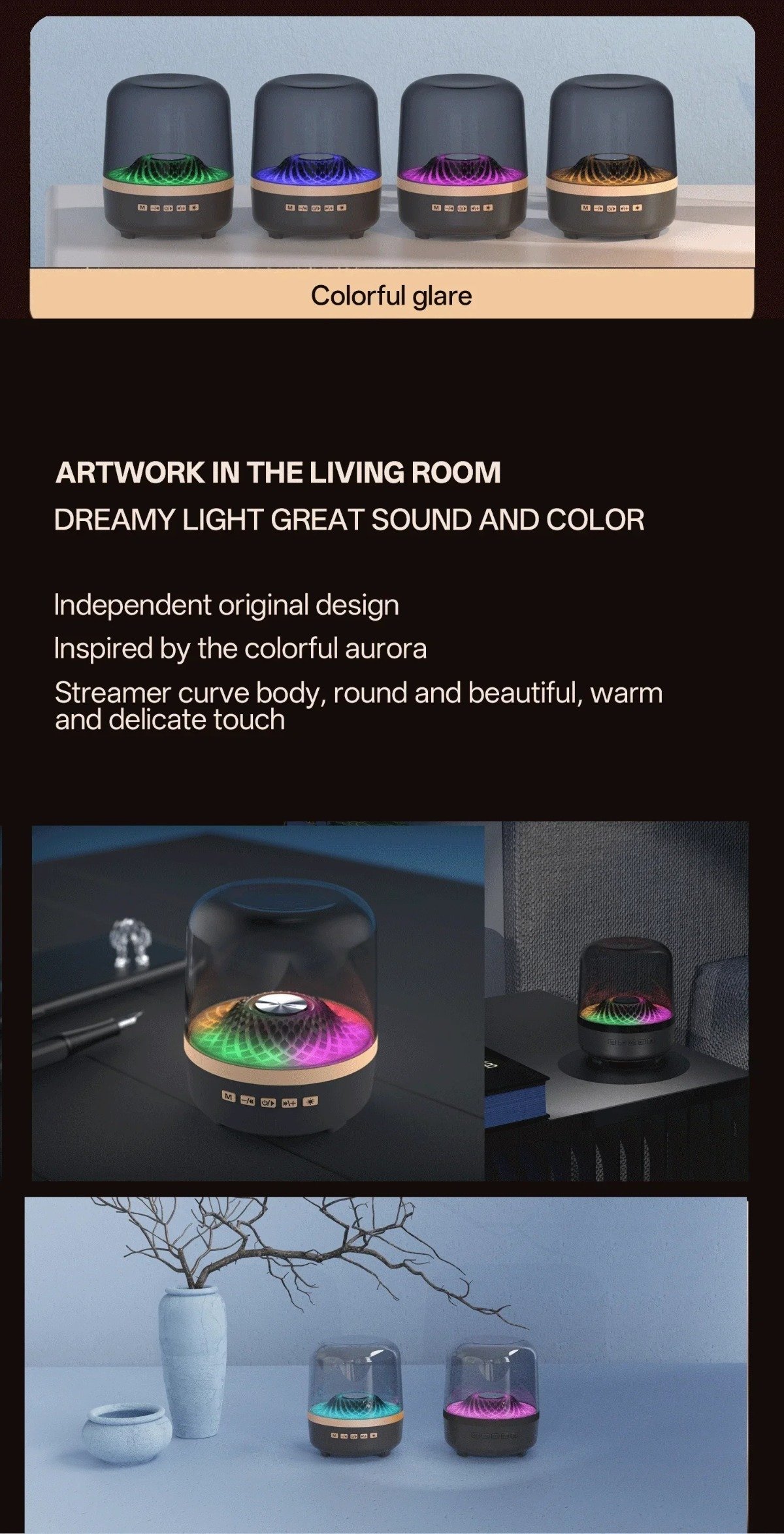 Futuristic Transparent Bluetooth Speaker with Panoramic Sound & RGB Lights - Image 9