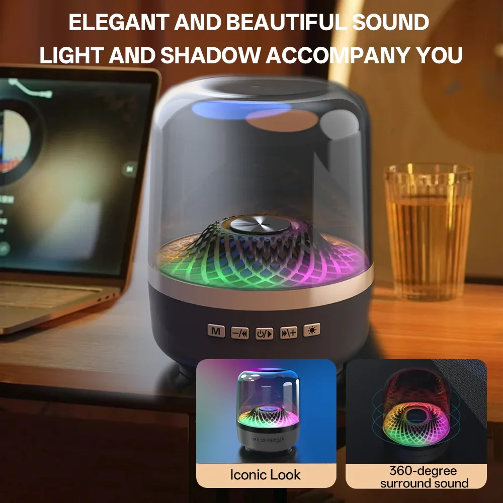 Futuristic Transparent Bluetooth Speaker with Panoramic Sound & RGB Lights - Image 4