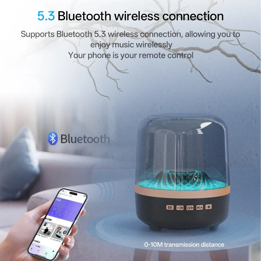Futuristic Transparent Bluetooth Speaker with Panoramic Sound & RGB Lights - Image 5