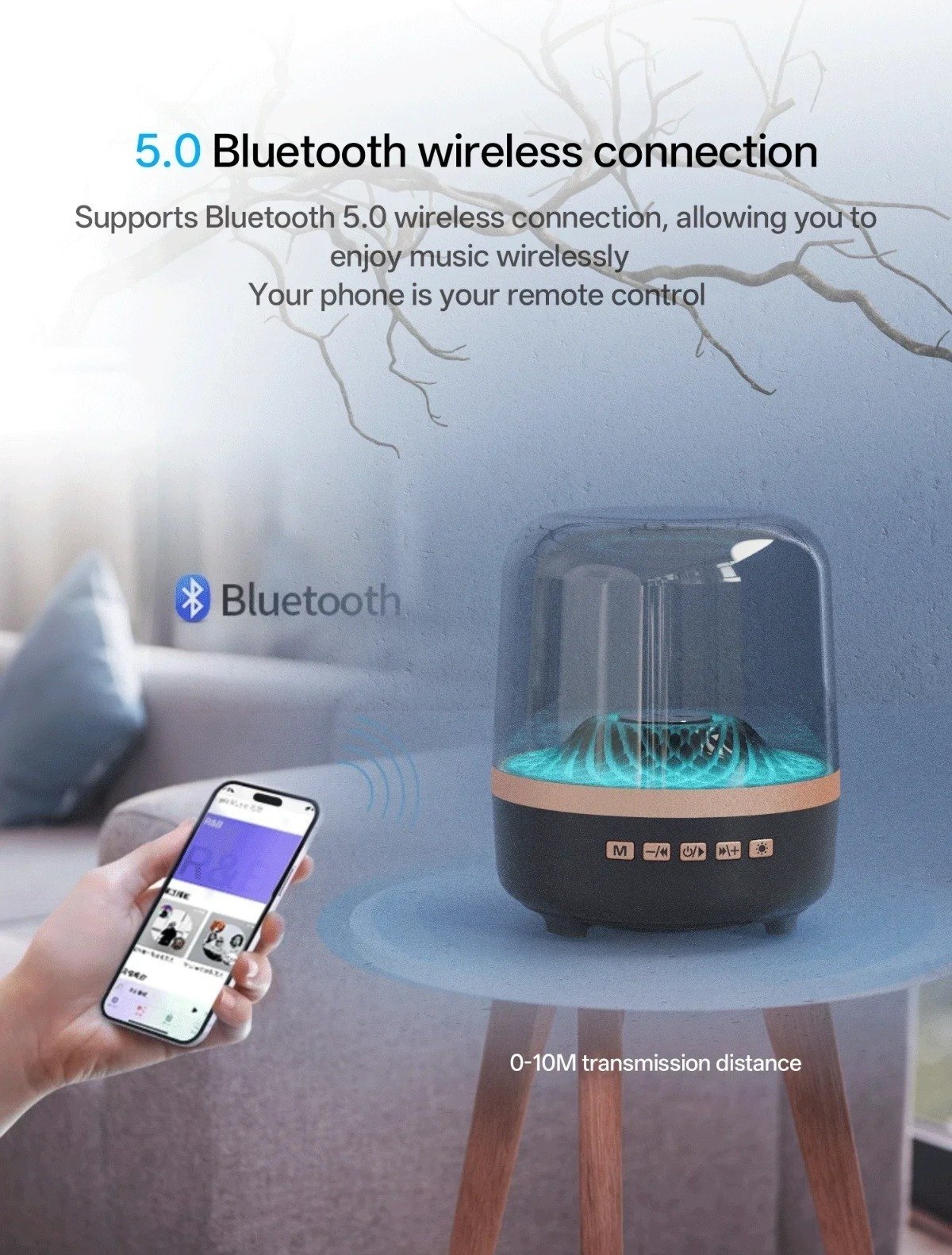 Futuristic Transparent Bluetooth Speaker with Panoramic Sound & RGB Lights - Image 11