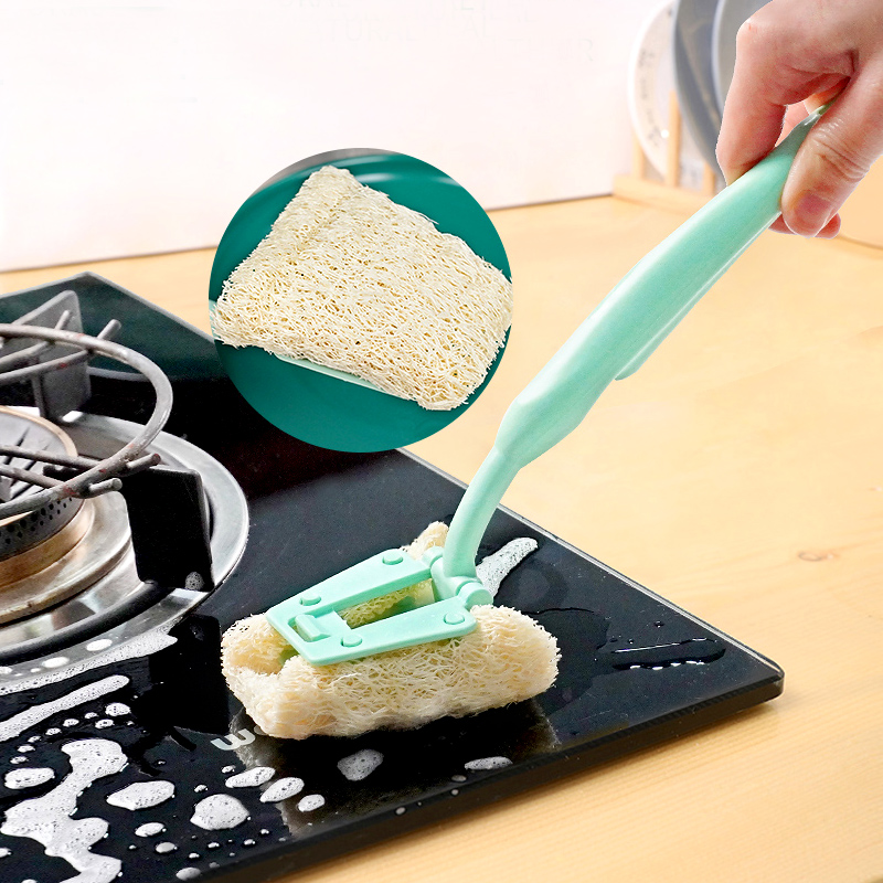 Natural Loofah Brush with Long Handle - Eco-Friendly Cleaning